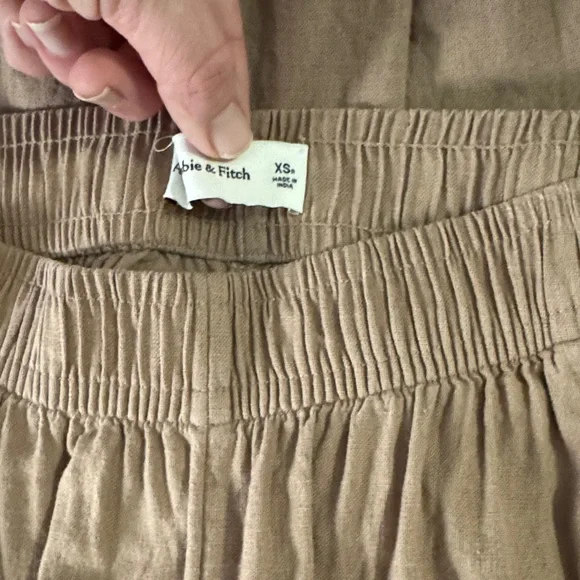 Abercrombie & Fitch Brown Wide Leg Linen Pants - Picture 2 of 4